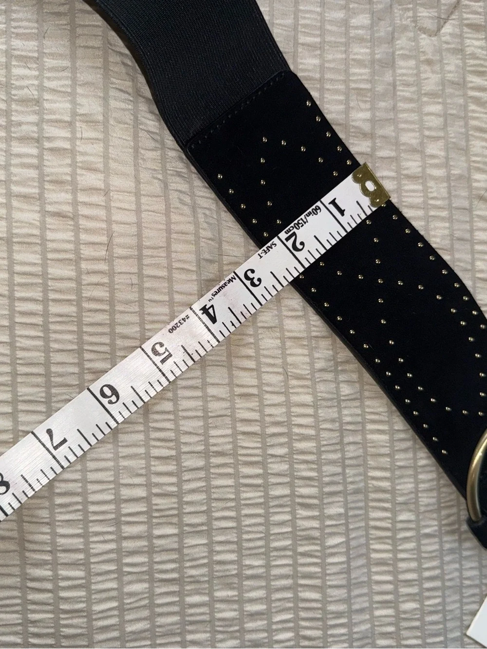 NWT Something Navy Black Leather Studded Elastic Ring Wide Belt XS/S